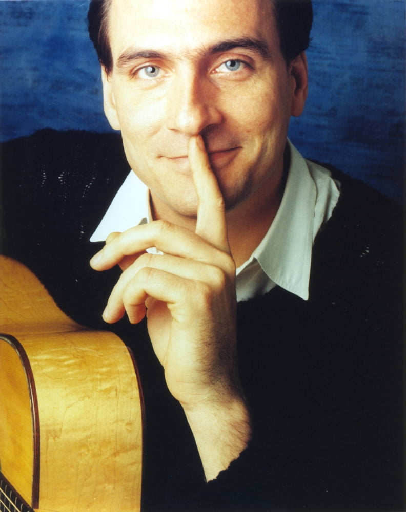 James Taylor holding guitar portrait photo print.