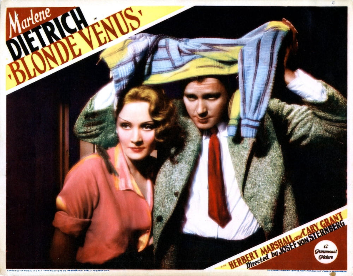 Blonde Venus movie poster featuring Marlene Dietrich and Herbert Marshall from the 1932 film.
