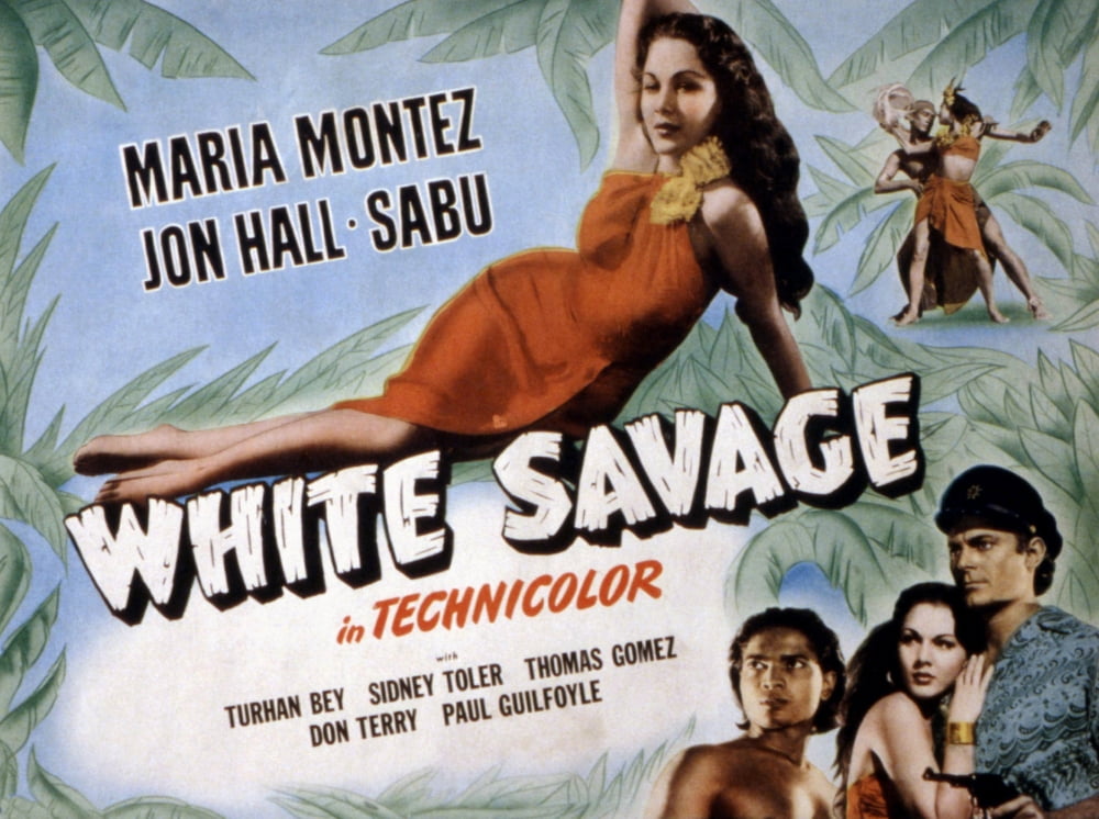 White Savage movie poster print featuring Maria Montez and Jon Hall (1943).