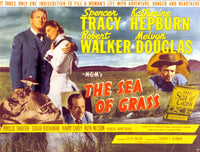 The Sea Of Grass movie poster print featuring Spencer Tracy, Katharine Hepburn, Melvyn Douglas, and Robert Walker.