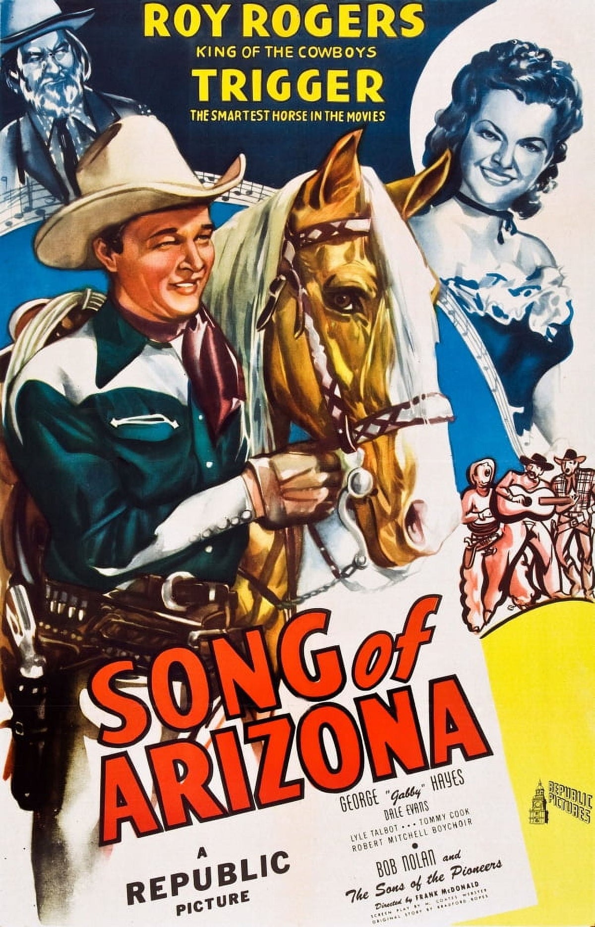 Song of Arizona Movie Masterprint Poster featuring Roy Rogers, Trigger the Horse, and Dale Evans