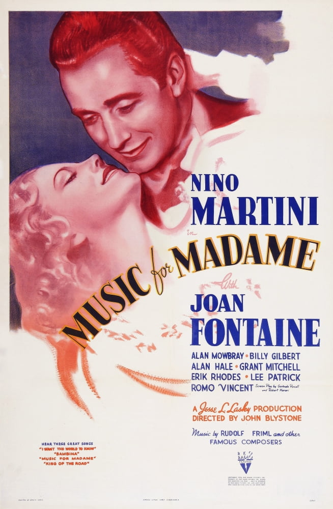 Music For Madame Movie Poster Print featuring Joan Fontaine and Nino Martini