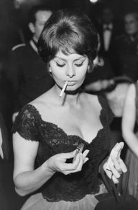 Sophia Loren Smoking Vintage Photo Print, classic Hollywood photography