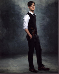 Matthew Gray Gubler photo print from Criminal Minds with hands in pockets and gun in holster.