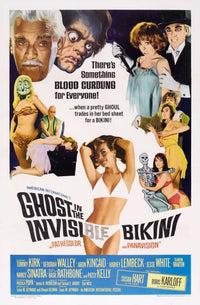 Ghost in the Invisible Bikini movie poster print featuring Boris Karloff and Nancy Sinatra.