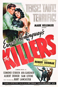 The Killers Movie Poster featuring Burt Lancaster and Ava Gardner, 1946.