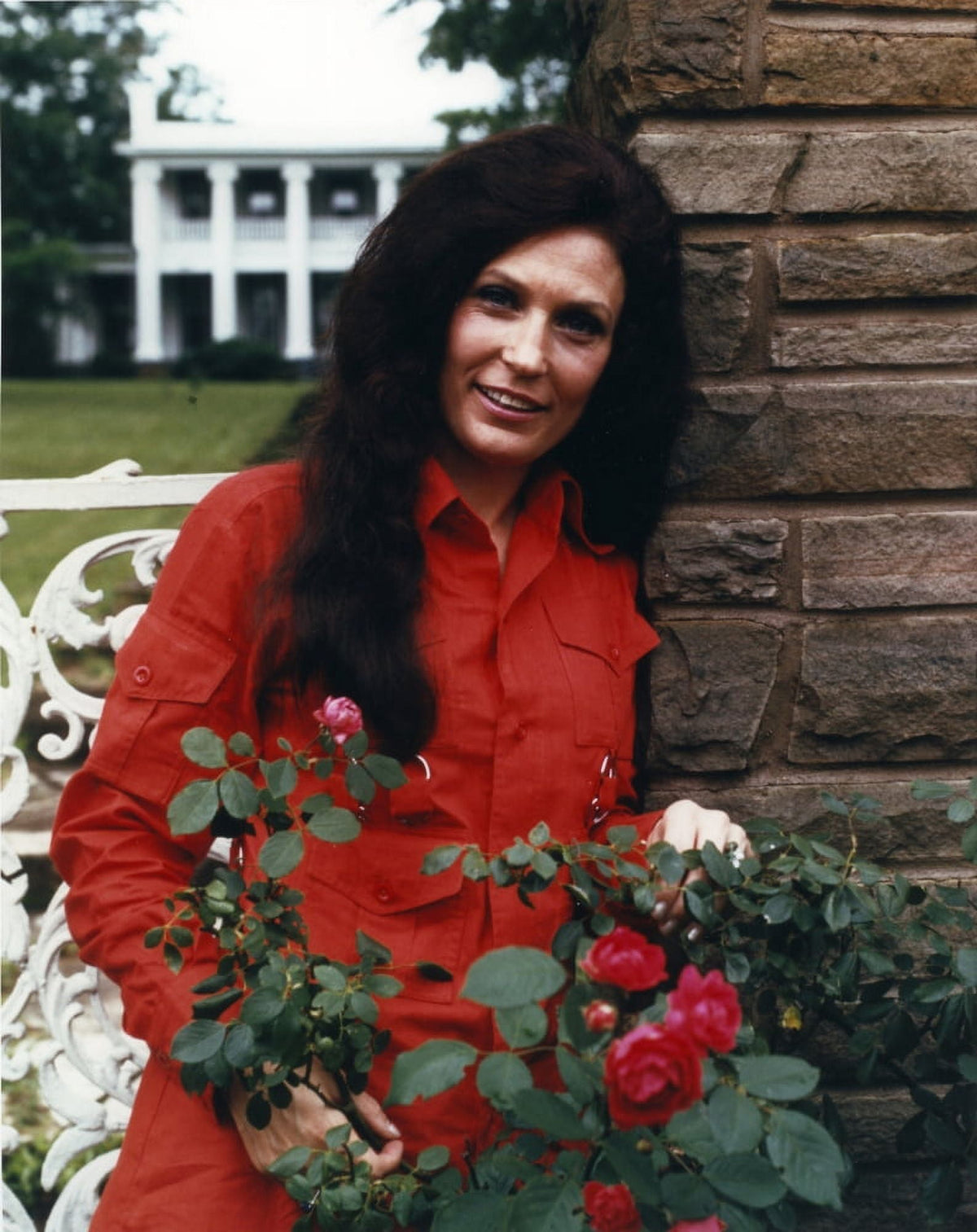 Loretta Lynn captivating photo print in red dress