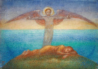 Love the Comforter of Night art poster print by Phoebe Anna Traquair, featuring a tranquil night scene.