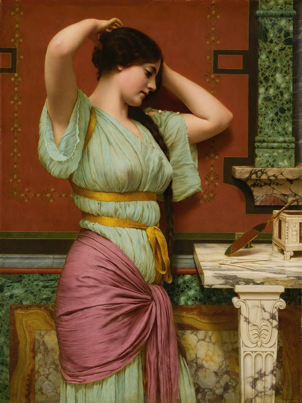 Julia (1914) Art Print by John William Godward, showcasing classical beauty.