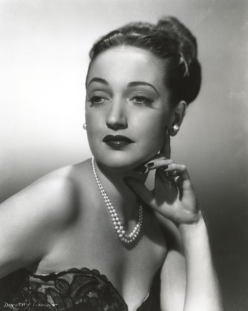 Dorothy Lamour posed photo print with pearl necklace, classic Hollywood art