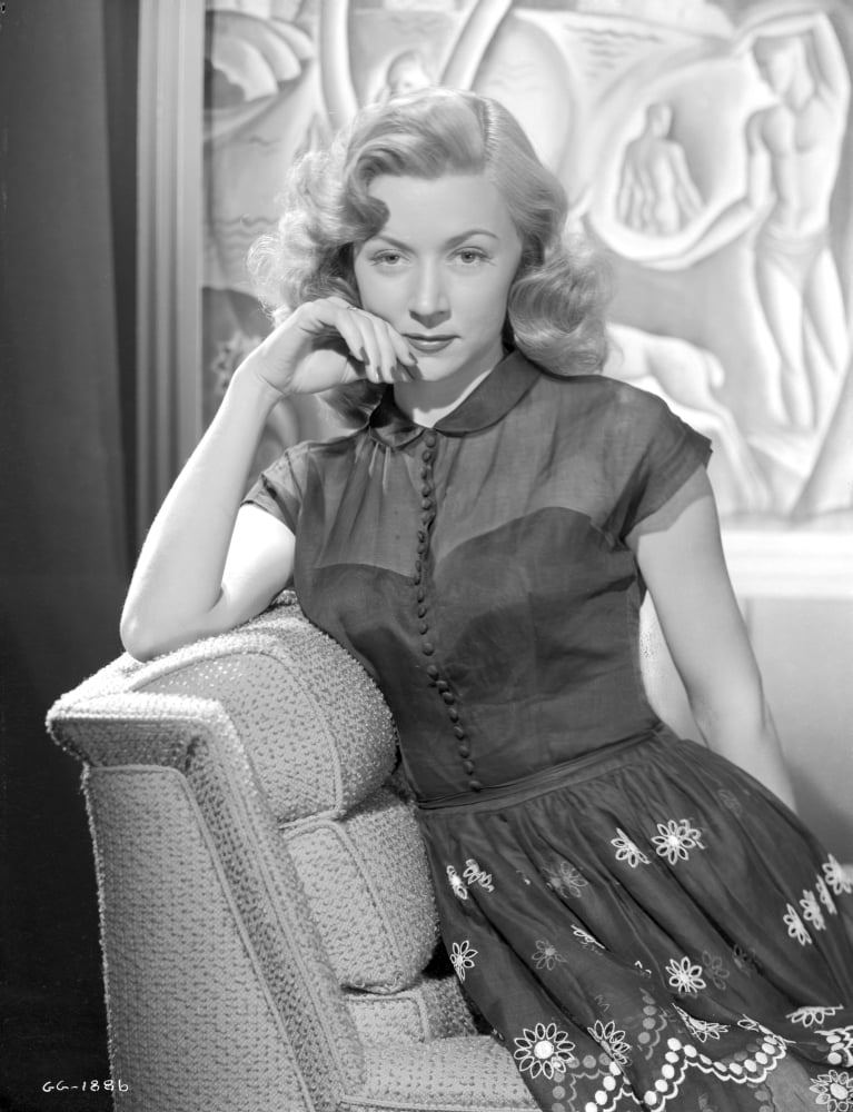 Gloria Grahame posed elegantly in a black skirt photo print