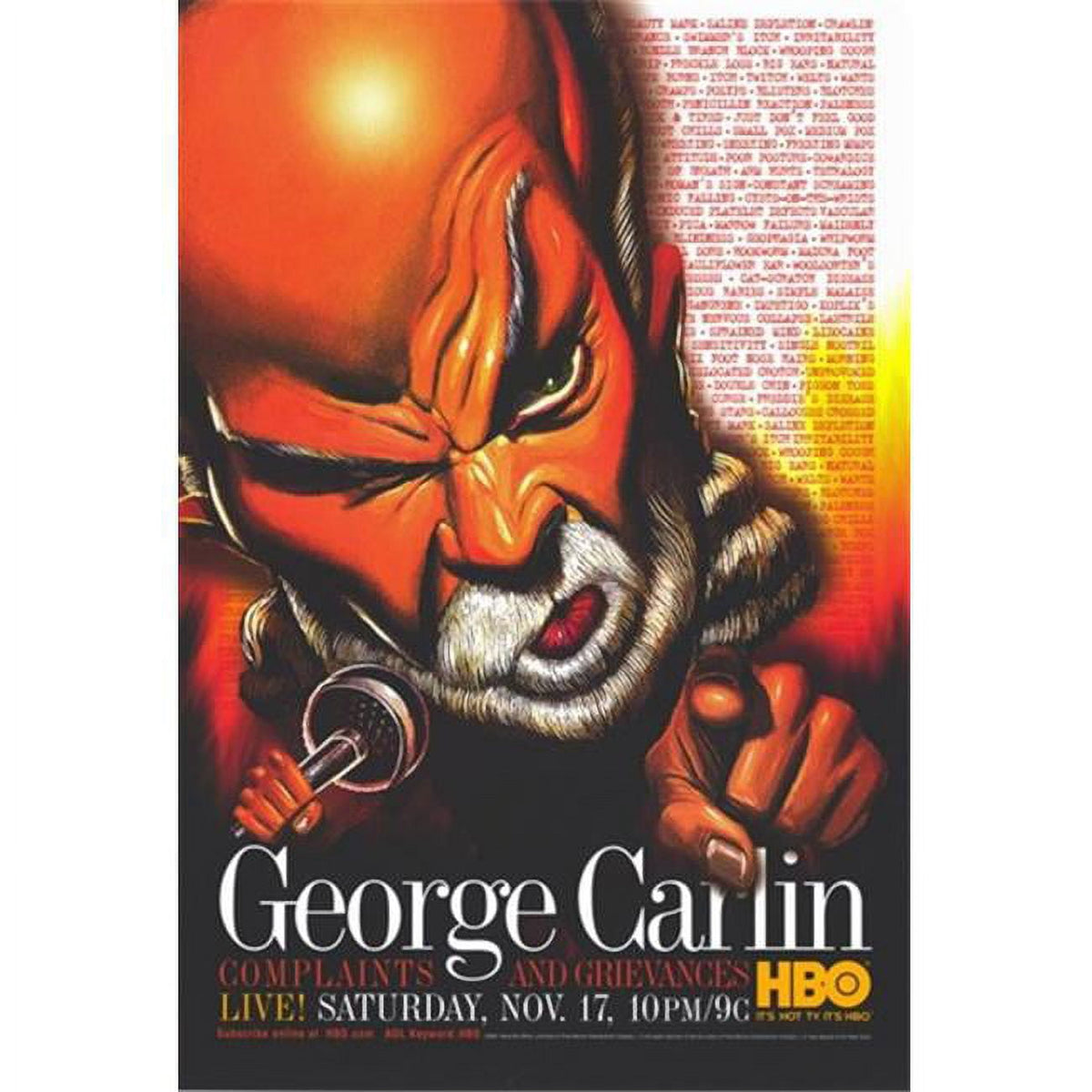 George Carlin Complaints and Grievances Movie Poster 11x17