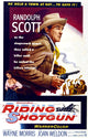 Riding Shotgun movie poster print featuring Joan Weldon and Randolph Scott, 1954, 11x17.