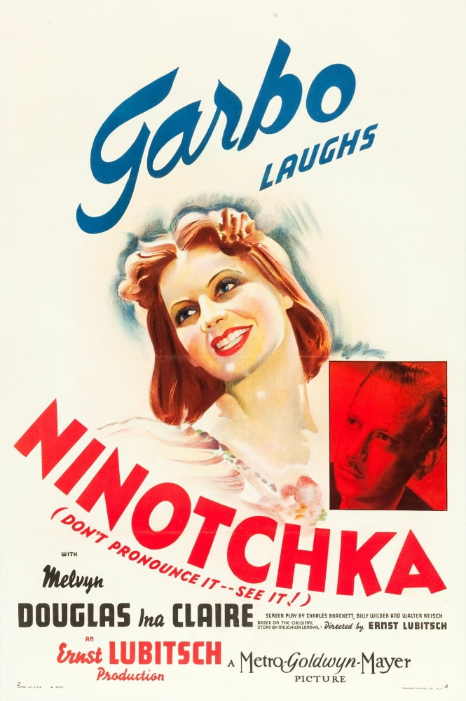Ninotchka movie poster featuring Greta Garbo and Melvyn Douglas