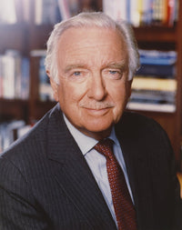 Walter Cronkite black suit photo print capturing iconic journalism.