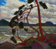 The West Wind poster print by Tom Thomson showcasing vibrant nature scenery.