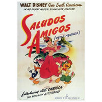 Saludos Amigos Movie Poster Print featuring vibrant animated characters.