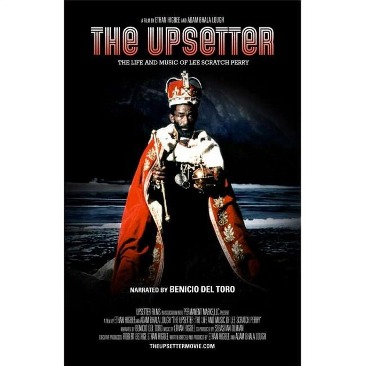 The Upsetter movie poster featuring Lee Scratch Perry in vibrant colors.