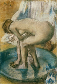Fine art print of a woman bathing in a shallow tub, available from Posterazzi.