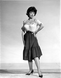 Anne Baxter standing photo print with hand on waist, classic Hollywood art.