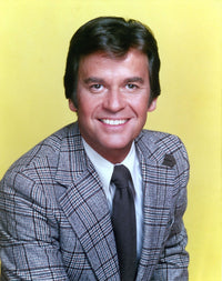 Dick Clark portrait photo print with yellow background