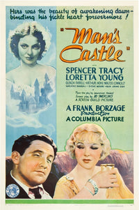 Man's Castle movie poster featuring Spencer Tracy and Loretta Young, vintage 1933 film art print.