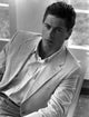 Rob Lowe wearing a stylish striped blazer photo print
