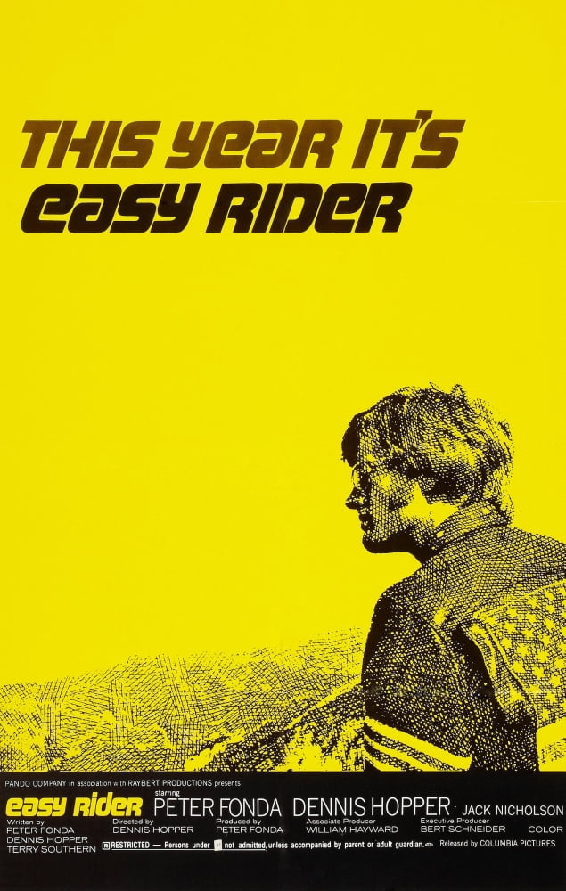 Easy Rider Movie Poster featuring Peter Fonda, 1969