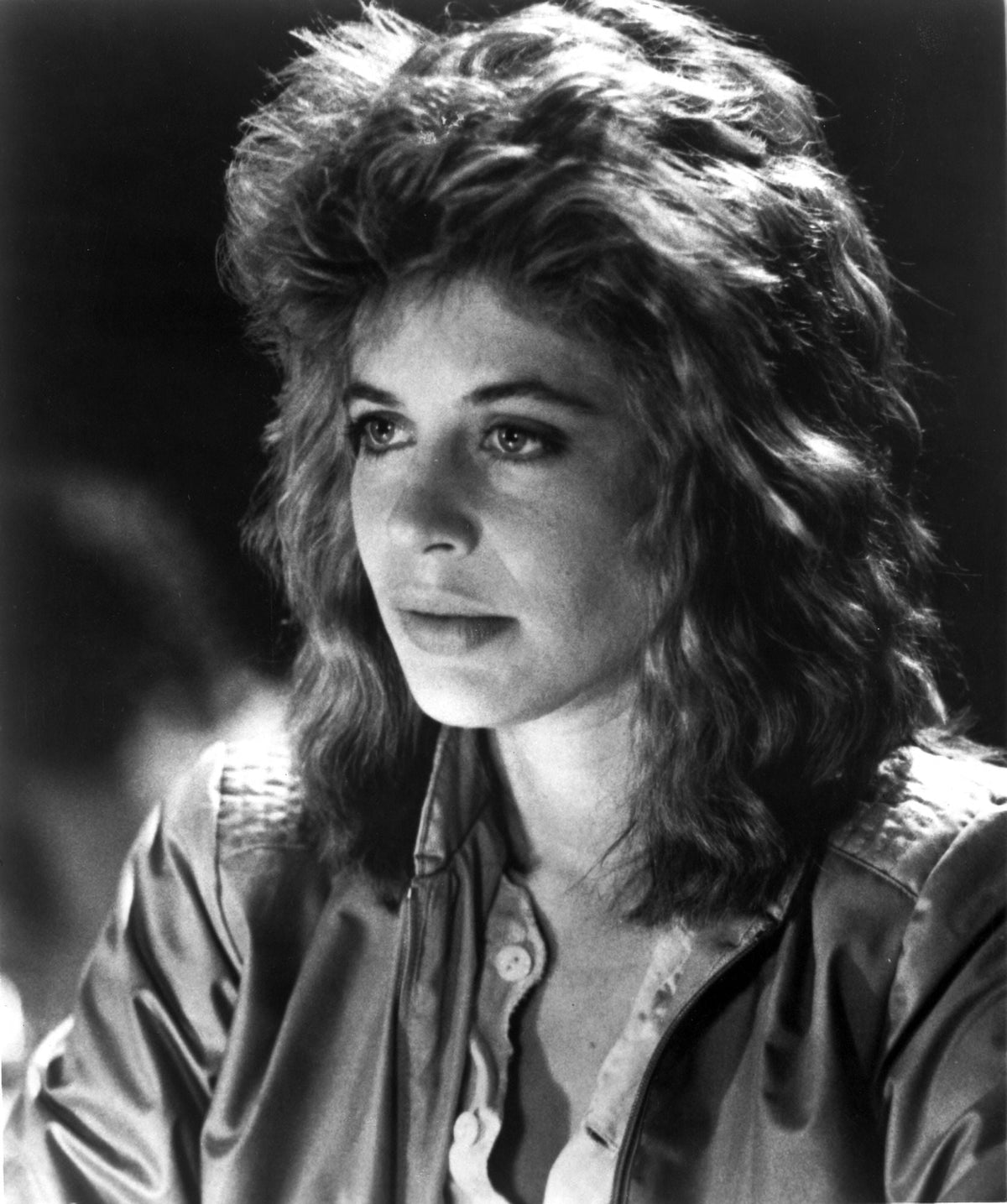 Linda Hamilton classic portrait photo print in leather jacket.