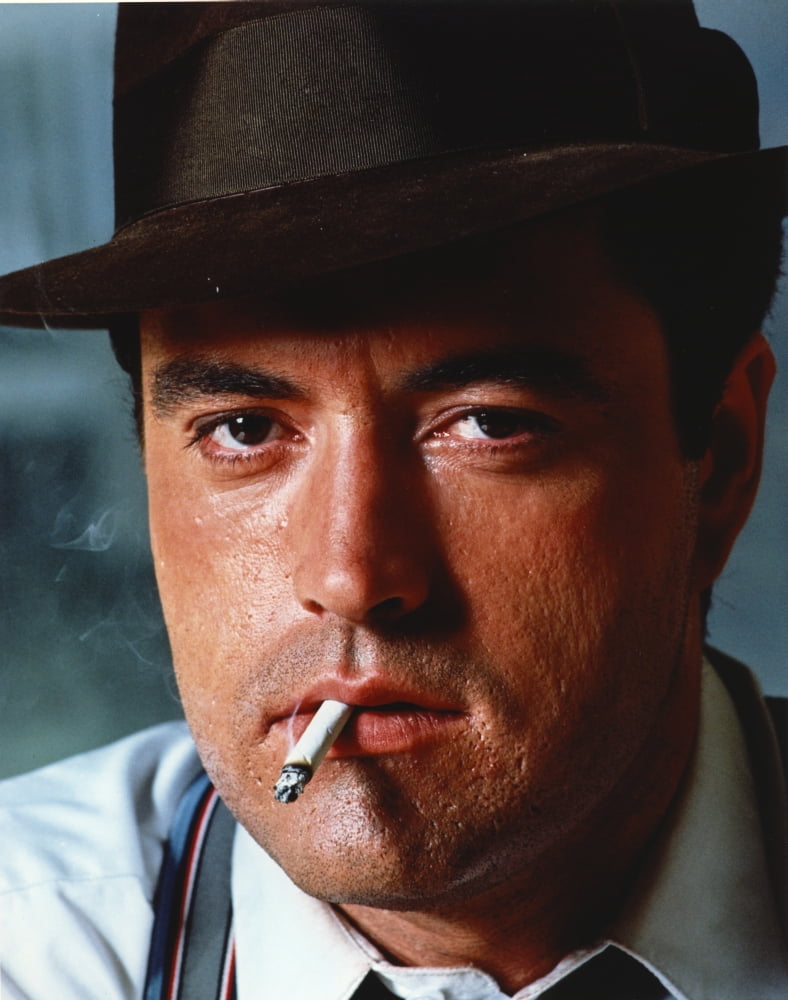 Close-up portrait photo print of Powers Boothe smoking a cigarette.