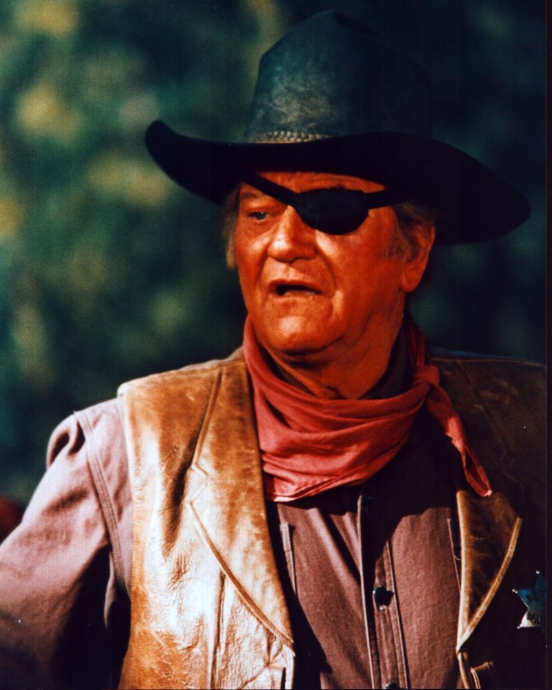 John Wayne close-up photo print from Rooster Cogburn, iconic Western film.