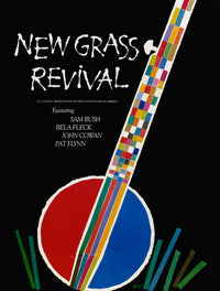 New Grass Revival poster print featuring Sam Bush, Bela Fleck, John Cowan, and Pat Flynn.