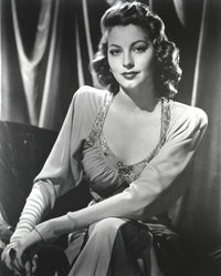 Black and white portrait of Ava Gardner in long dress photo print