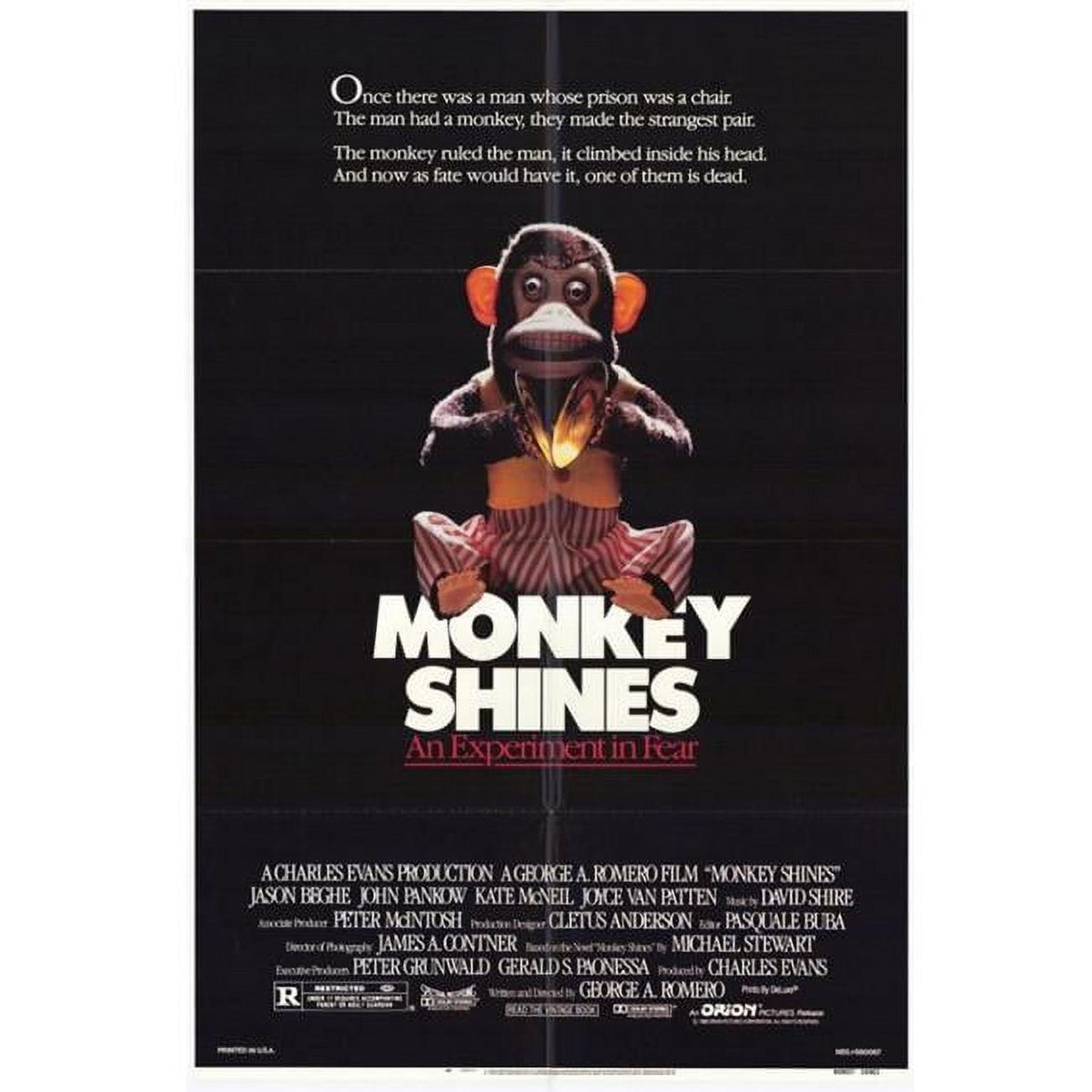 Monkey Shines Movie Poster 11x17 print showcasing thriller theme.