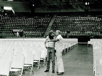 Barry Gibb with father in stadium photo print, 10 x 8