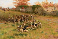 In Full Cry 1897 poster print by Thomas Blinks capturing the thrill of the hunt.