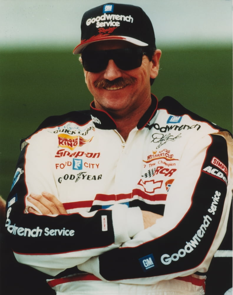 Dale Earnhardt smiling in car racing outfit photo print