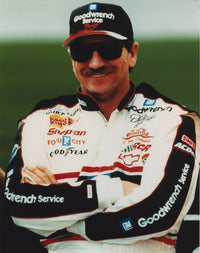Dale Earnhardt smiling in car racing outfit photo print