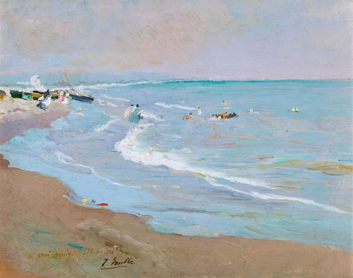 Playa De Valencia art print by Joaquín Sorolla, coastal scenery.