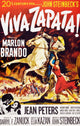 Viva Zapata movie poster featuring Marlon Brando and Jean Peters, 1952