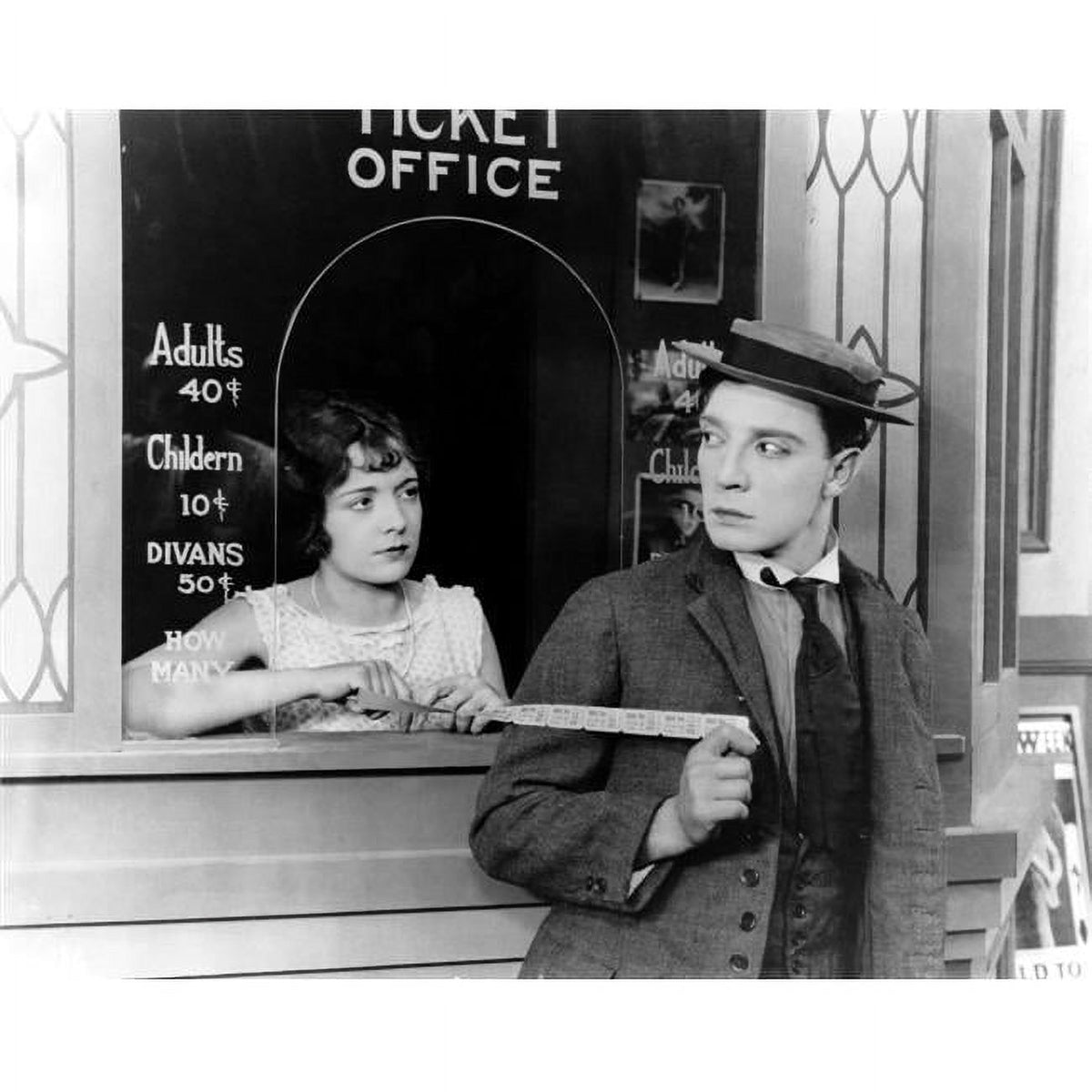 Sherlock Jr. movie poster print featuring Buster Keaton, vintage film art.