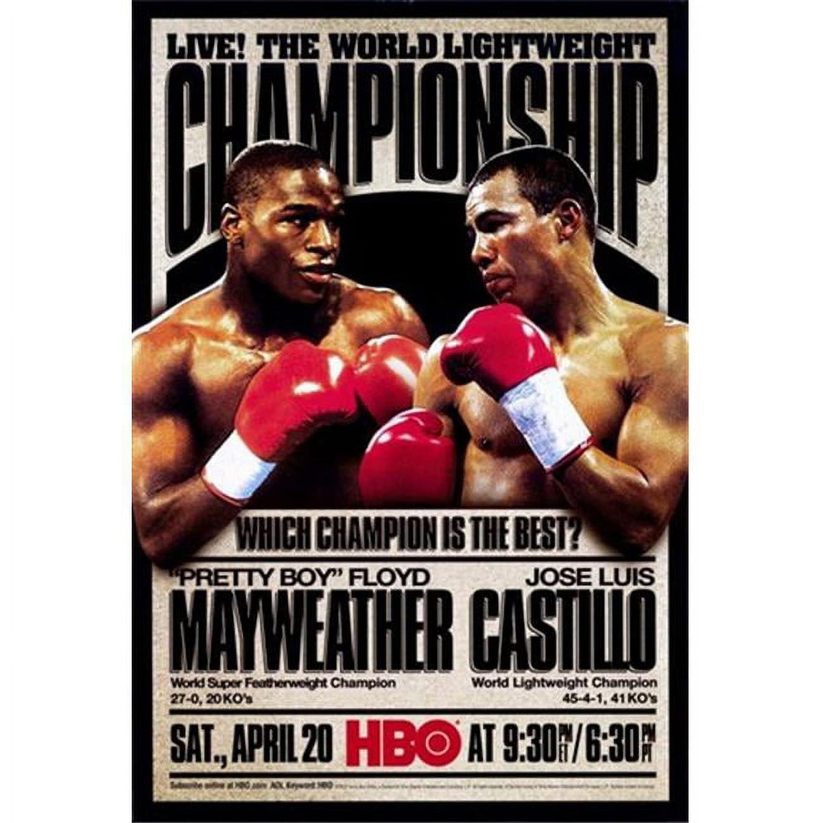 Pretty Boy Floyd Mayweather vs Jose Luis Castillo Movie Poster 11 x 17