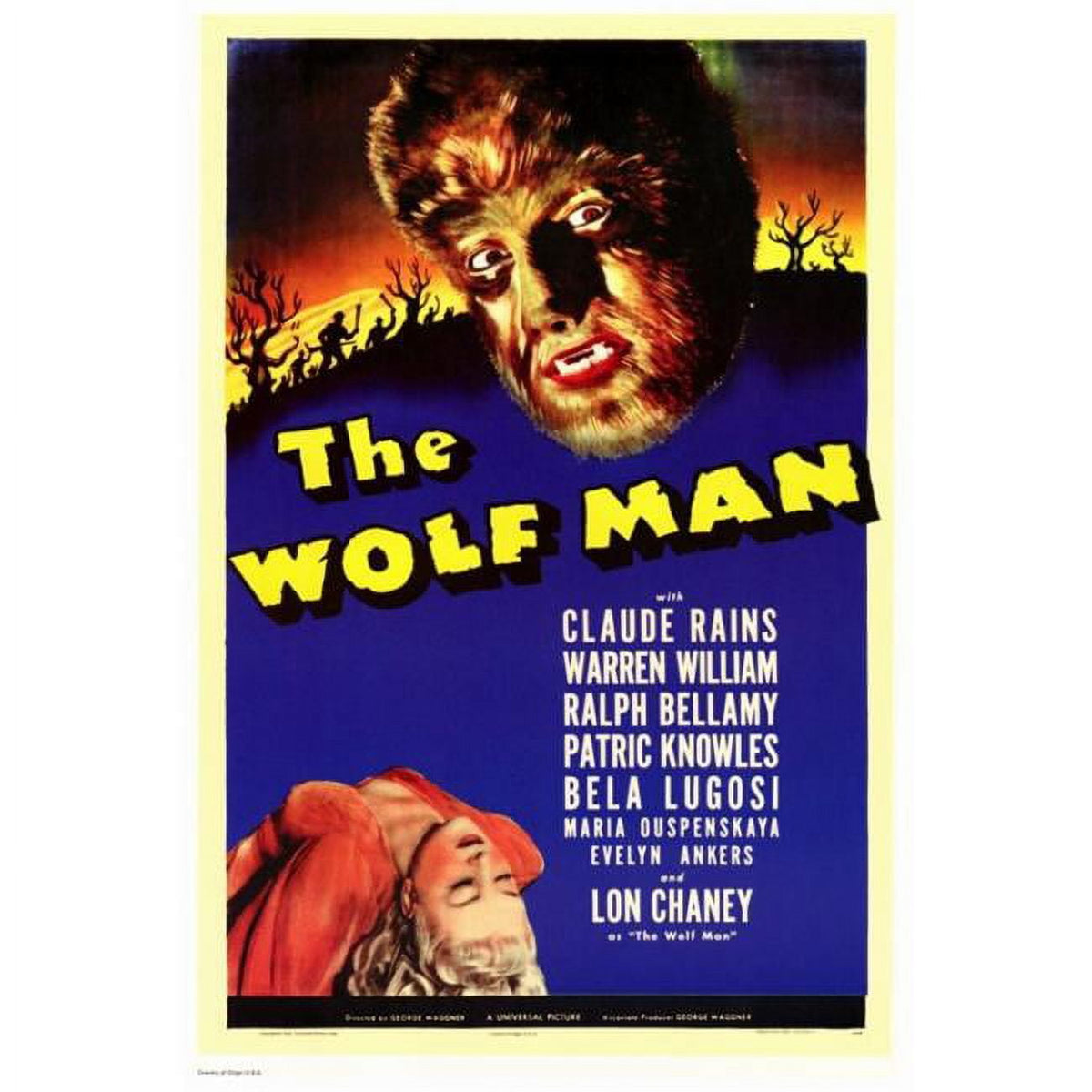 The Wolf Man classic movie poster print in 27 x 40 inches.