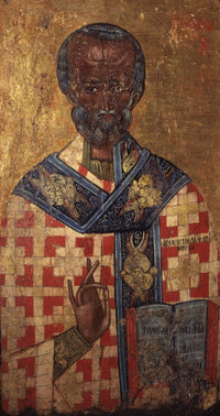 Saint Nicholas Poster Print available in multiple sizes, perfect for holiday decor.