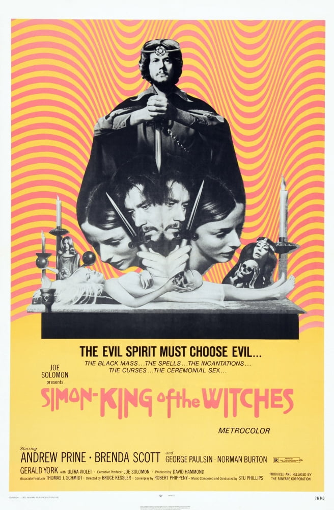 Simon, King of the Witches movie poster art print featuring Andrew Prine.