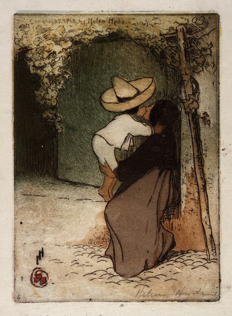 In Mexico (1913) poster print by Helen Hyde, vibrant cultural artwork