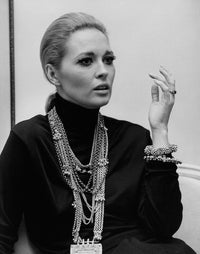 Faye Dunaway wearing a necklace photo print