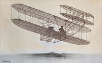 Flight Carried Poster Print featuring Wright Brothers plane model engraving.