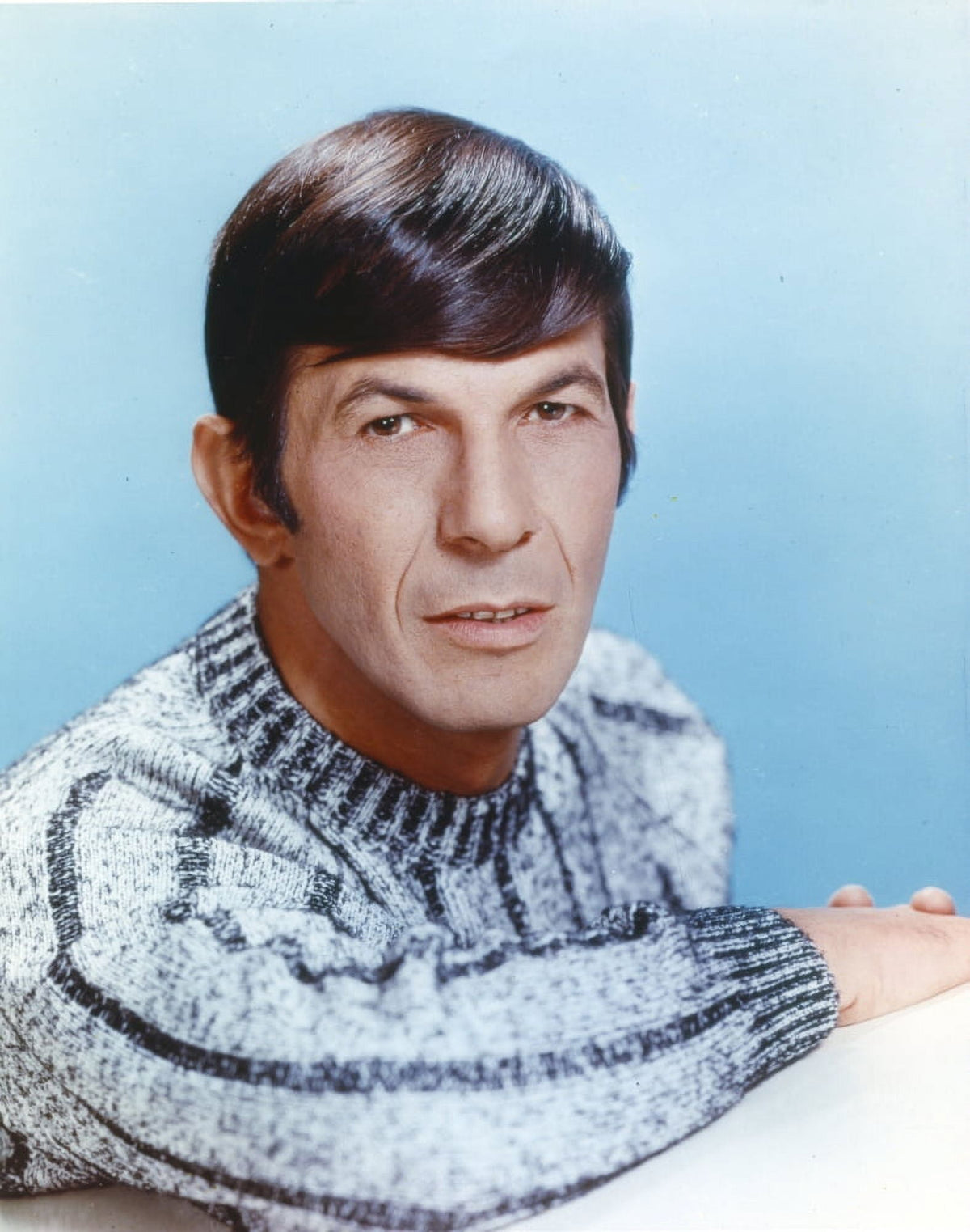 Leonard Nimoy portrait photo print in fur long sleeves