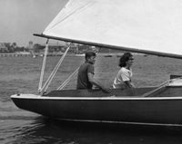 John F. Kennedy and Jackie Kennedy sailing photo print.